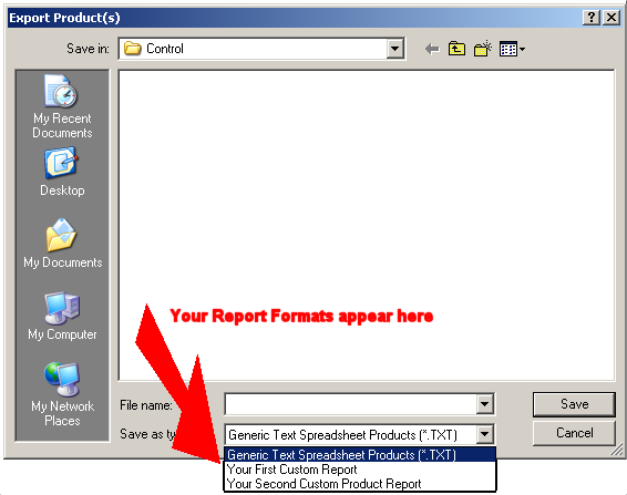Selecting an Export Format Type