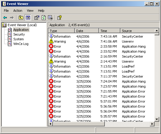 Event viewer